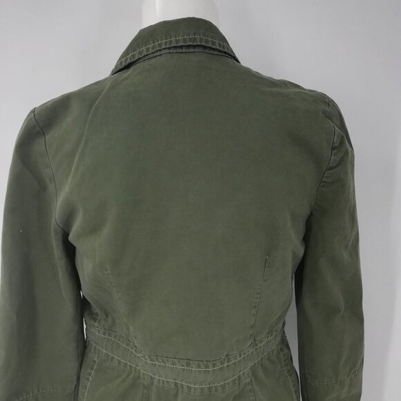 Lucky Brand Military Jacket Size XS Snap Pockets Button Drawstring Green Boho - Picture 11 of 12